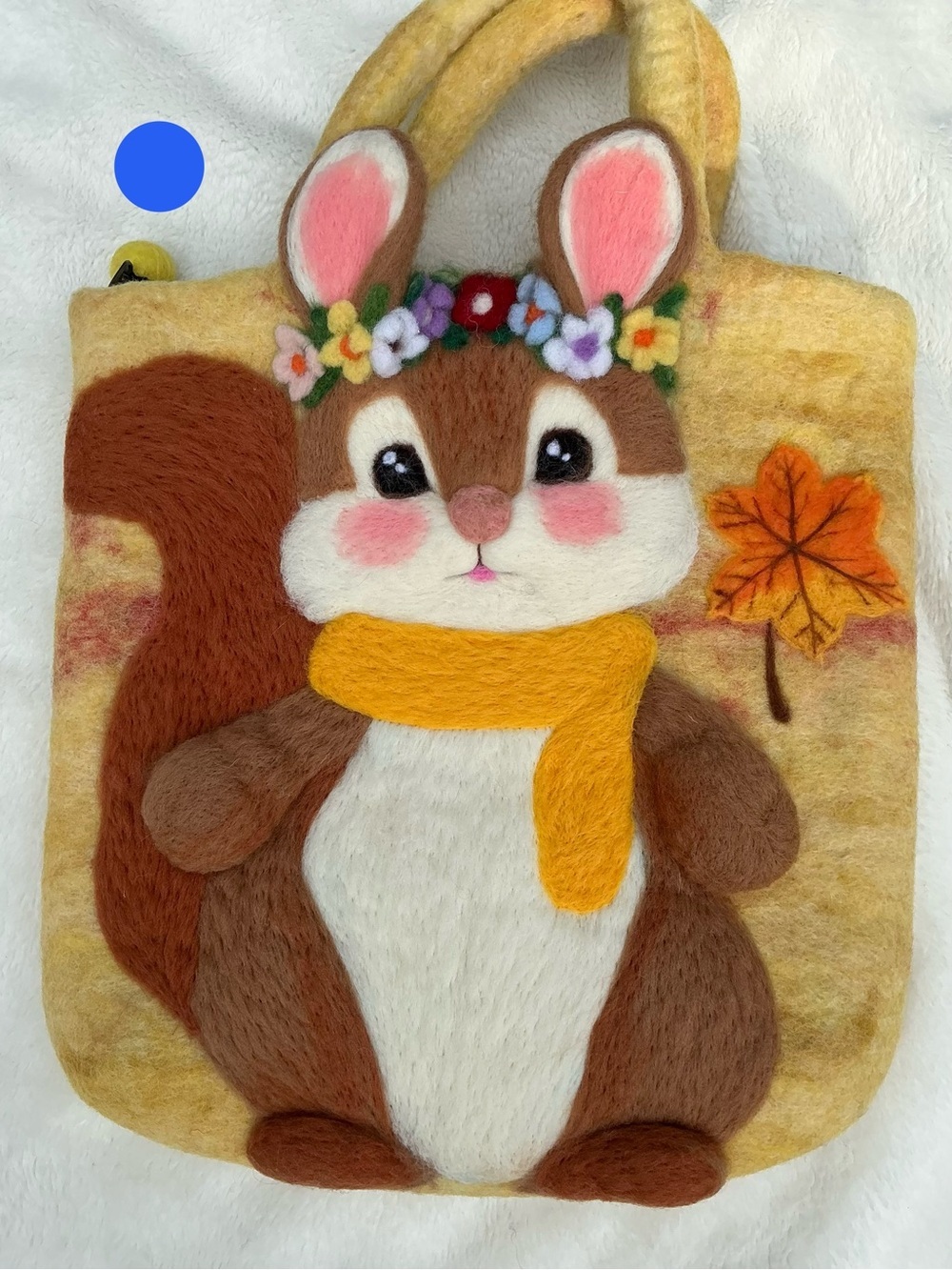 HANDMADE Needle Felted Woodland Bunny Rabbit Tote Bag Wool Felt Purse